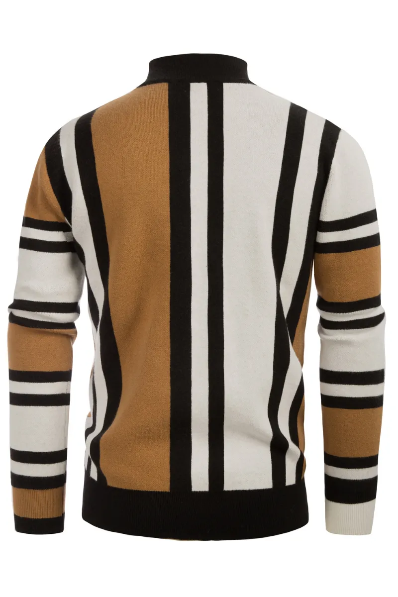 Mens Vintage Stripes Pullover Stand Collar Mockneck Jumper Sweater sold by Paul Jones product image thumbnail 4