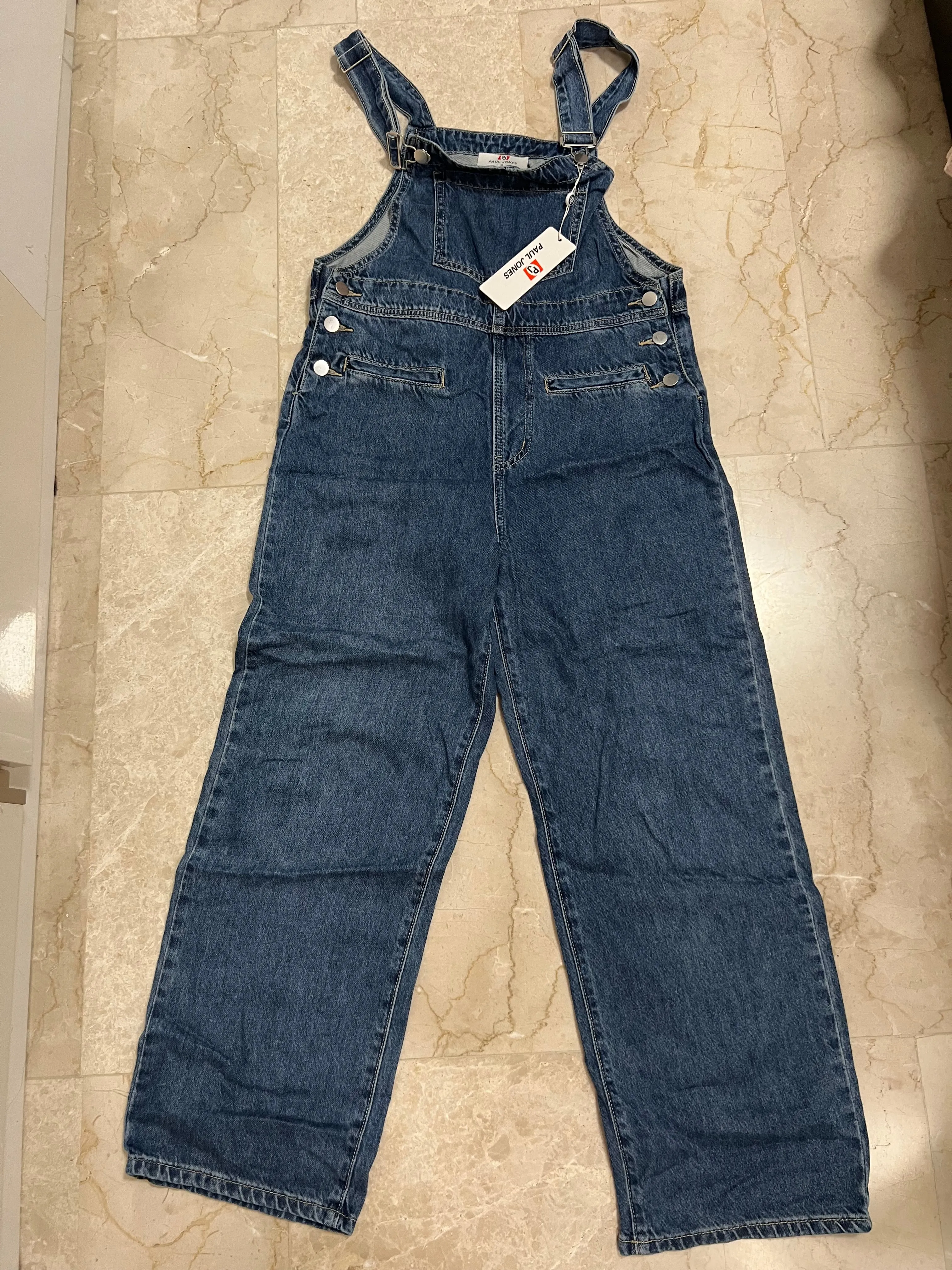 Womens Overalls Denim Loose Fit Wide Leg Bib Stretch Baggy Jeans sold by Paul Jones