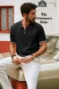 Men Textured Knitwear Short Sleeve Lapel Collar Zip-up Neck Knitted Tops sold by Paul Jones