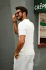 Men Textured Sweater Short Sleeve Lapel Collar Zip-up Neck Knitwear Tops sold by Paul Jones