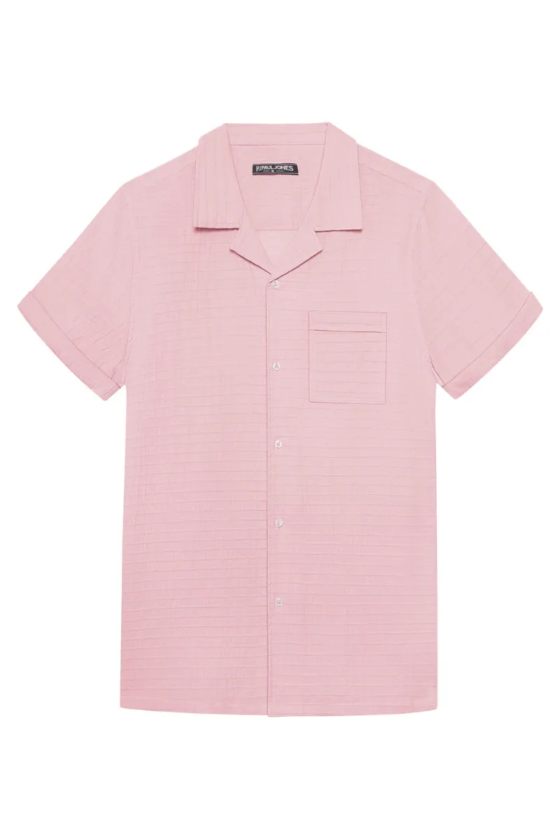 Men Textured Cotton Shirt Casual Short Sleeve Lapel Collar Flat Hem Tops sold by Paul Jones product image thumbnail 5