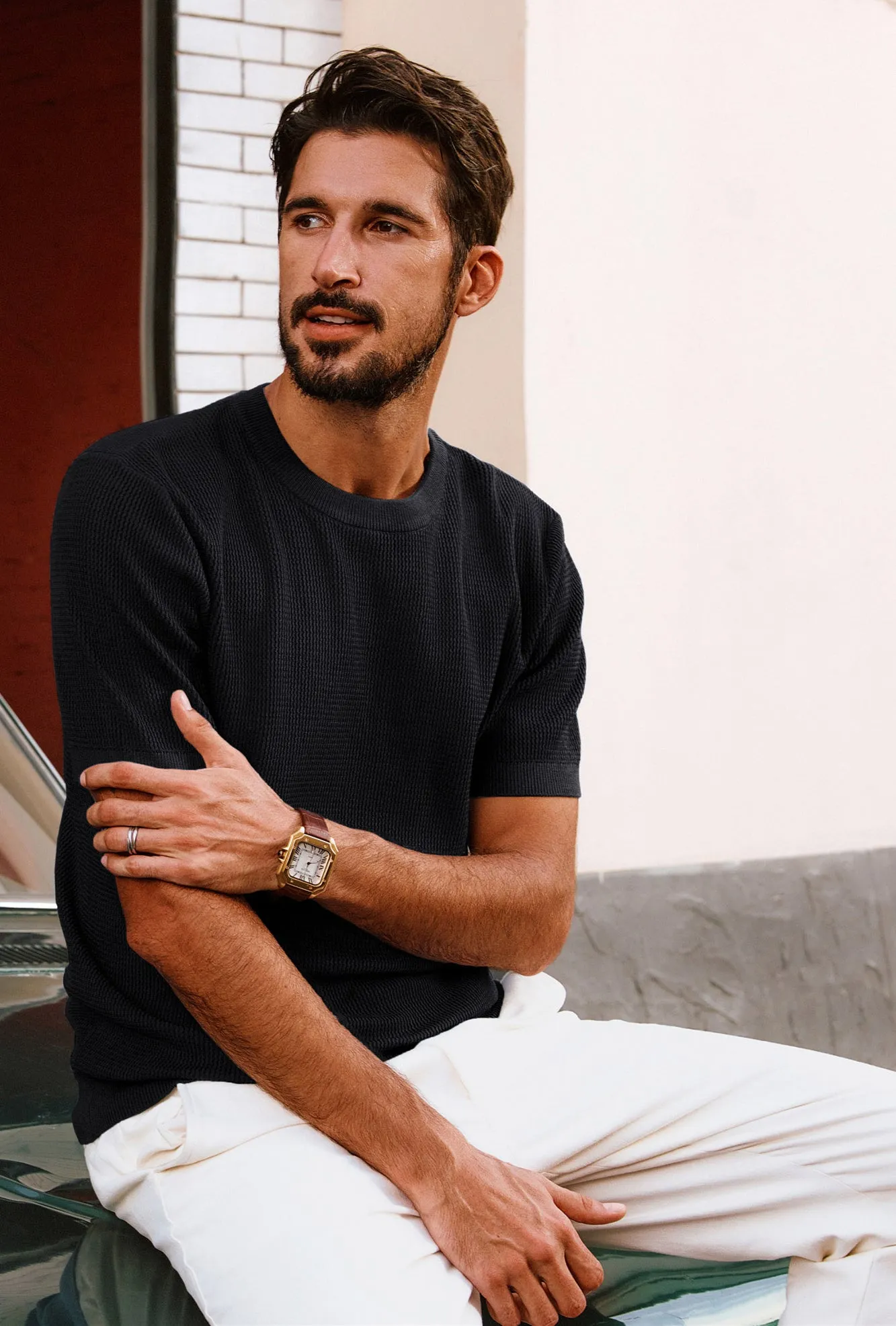 Men Basic Textured Knitted T-Shirt Short Sleeve Crew Neck Tops Knitwear sold by Paul Jones product image thumbnail 4