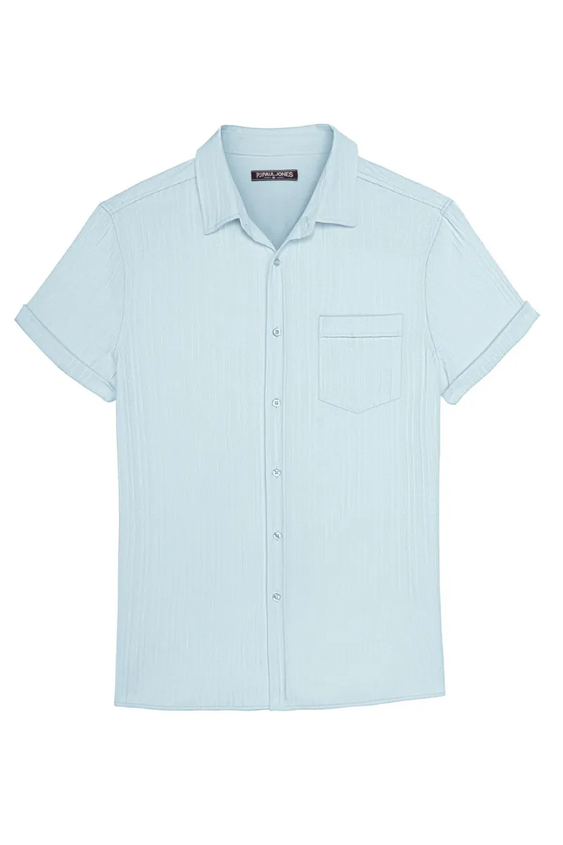 Men Straight Shirt Casual Short Sleeve Lapel Collar Button-up Tops sold by Paul Jones product image thumbnail 4