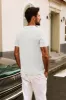Men Textured Knitted Polo-Shirt Short Sleeve Lapel Collar V-Neck Tops sold by Paul Jones