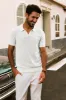 Men Textured Knitted Polo-Shirt Short Sleeve Lapel Collar V-Neck Tops sold by Paul Jones