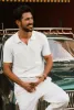 Men Textured Knitted Polo-Shirt Short Sleeve Lapel Collar V-Neck Tops sold by Paul Jones