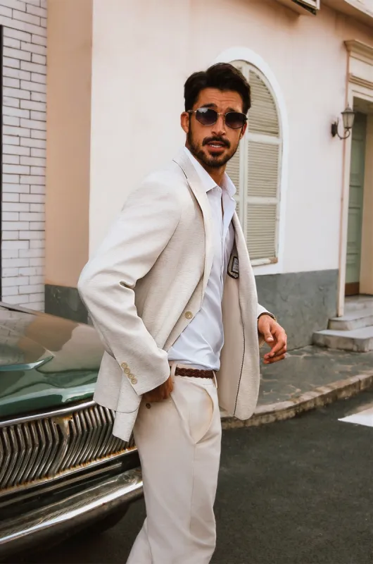 Men Peak Lapel Blazer Coat Casual Back Slit Two-Button Suit Coat sold by Paul Jones