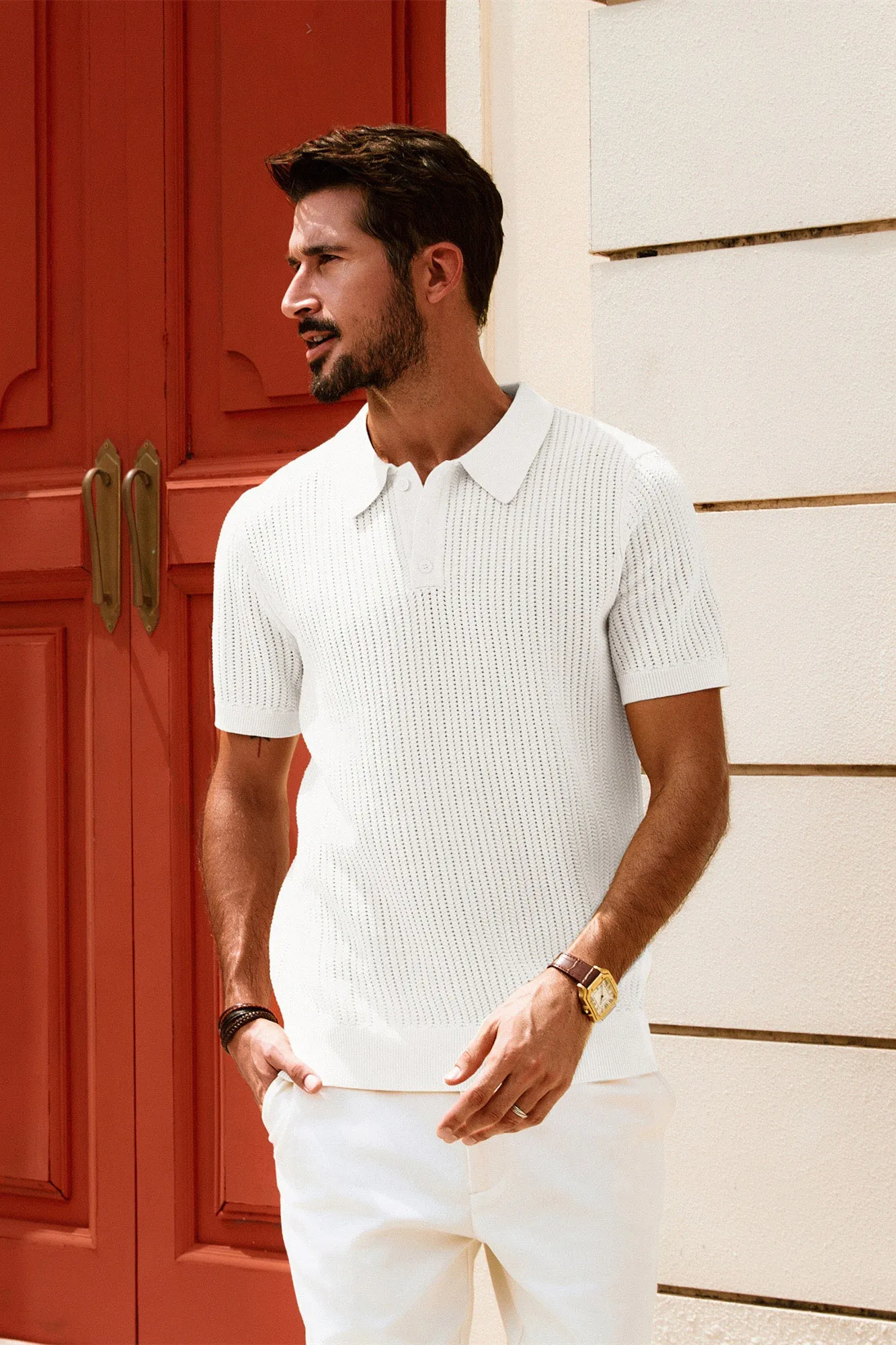 Men Wheatear Textured Polo-Shirt Short Sleeve Lapel Collar Knitwear Tops sold by Paul Jones product image thumbnail 5