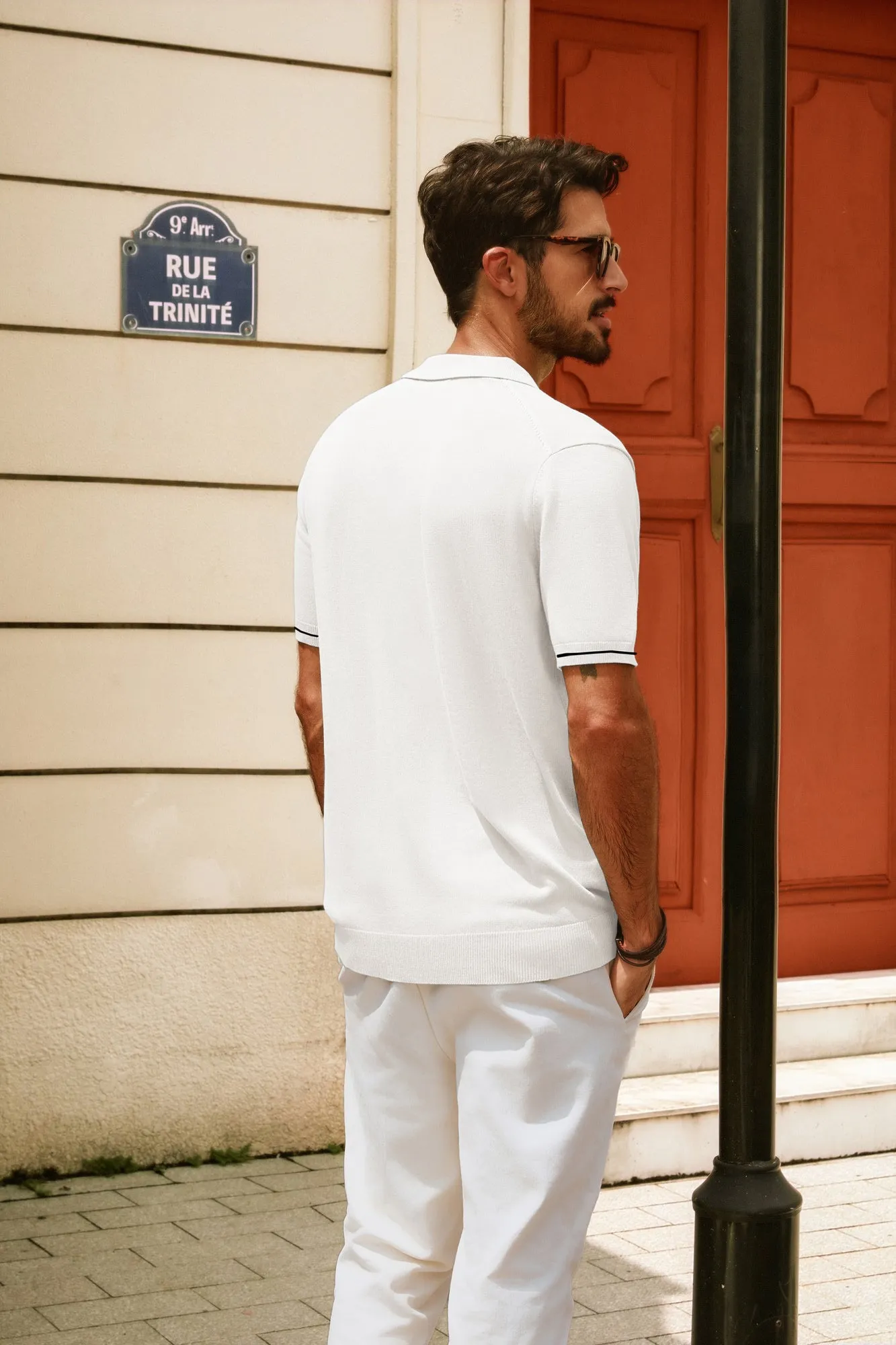 Men Knitted Polo-Shirt Short Sleeve Lapel Collar Button-up Neck Tops Knitwear sold by Paul Jones product image thumbnail 3