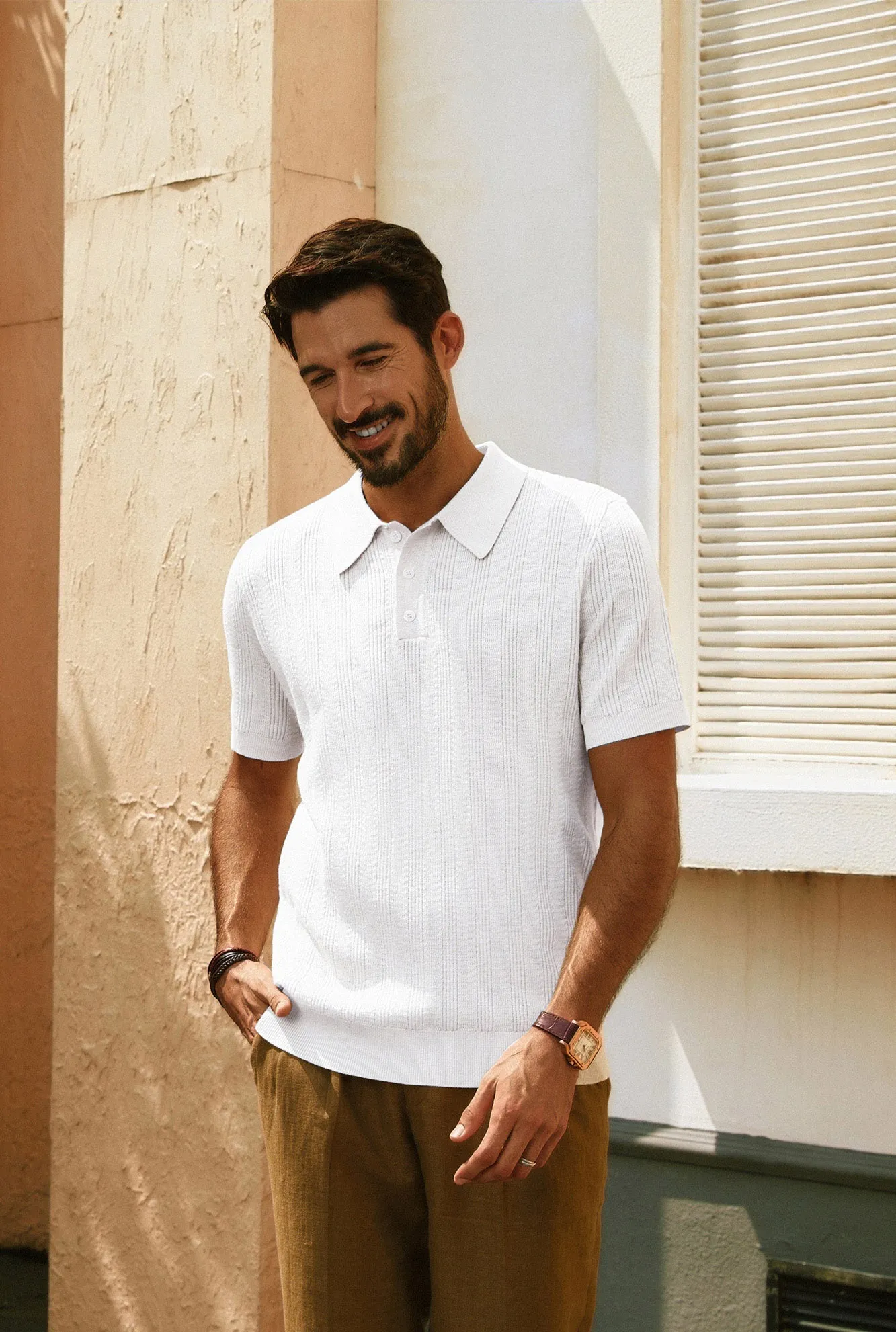 Men Textured Knitted Polo-Shirt Short Sleeve Lapel Collar Knitwear Tops sold by Paul Jones product image thumbnail 5