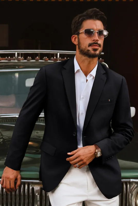 Men Notch Lapel Blazer Coat with Pockets Casual Tow-Button Suit Coat sold by Paul Jones