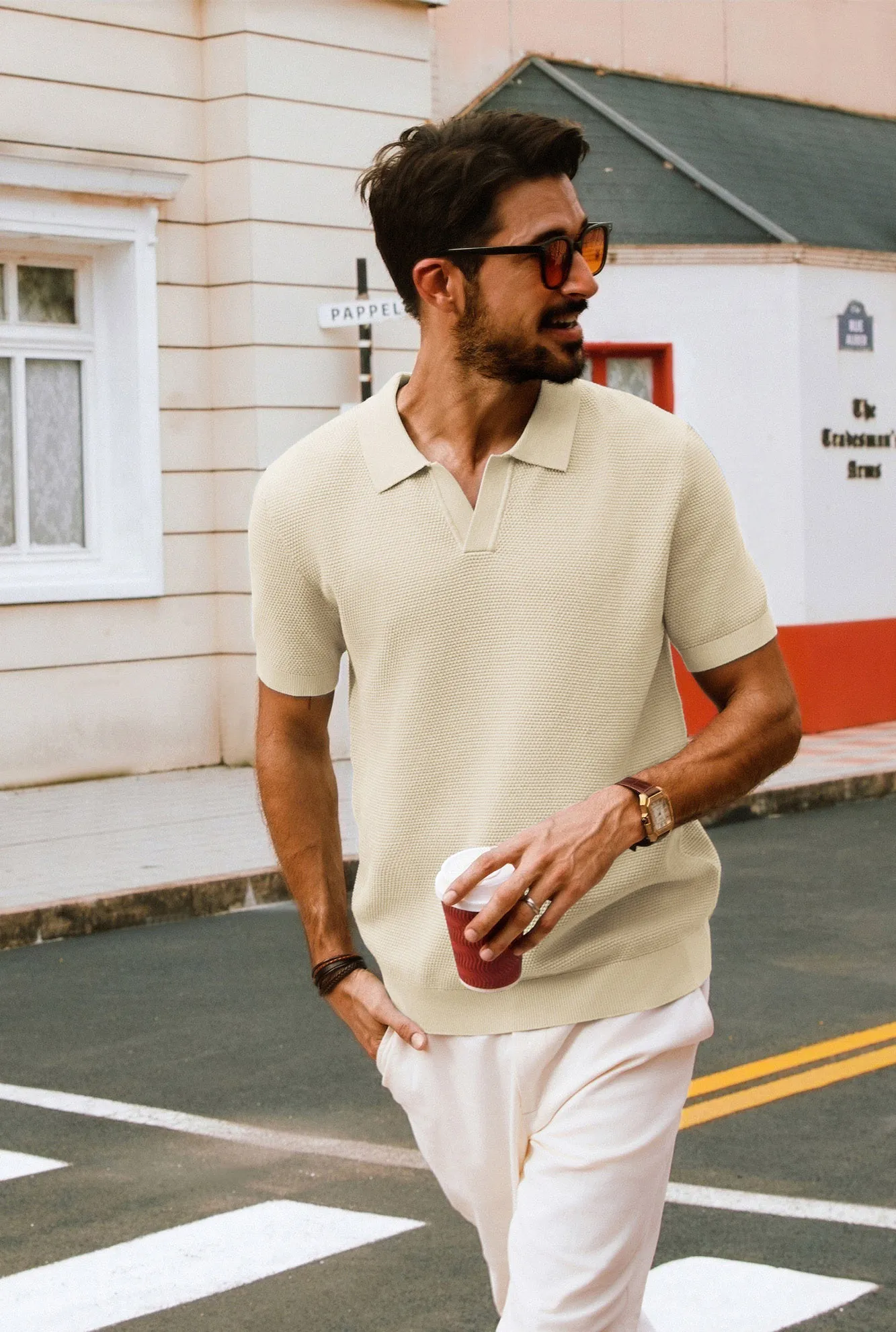 Men Pineapple Textured Polo-Shirt Short Sleeve Lapel Collar Knitwear Tops sold by Paul Jones product image thumbnail 2