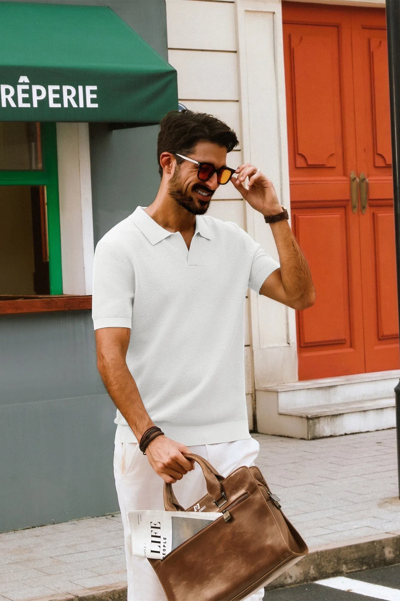 Men Pineapple Textured Polo-Shirt Short Sleeve Lapel Collar Knitwear Tops sold by Paul Jones product image thumbnail 5