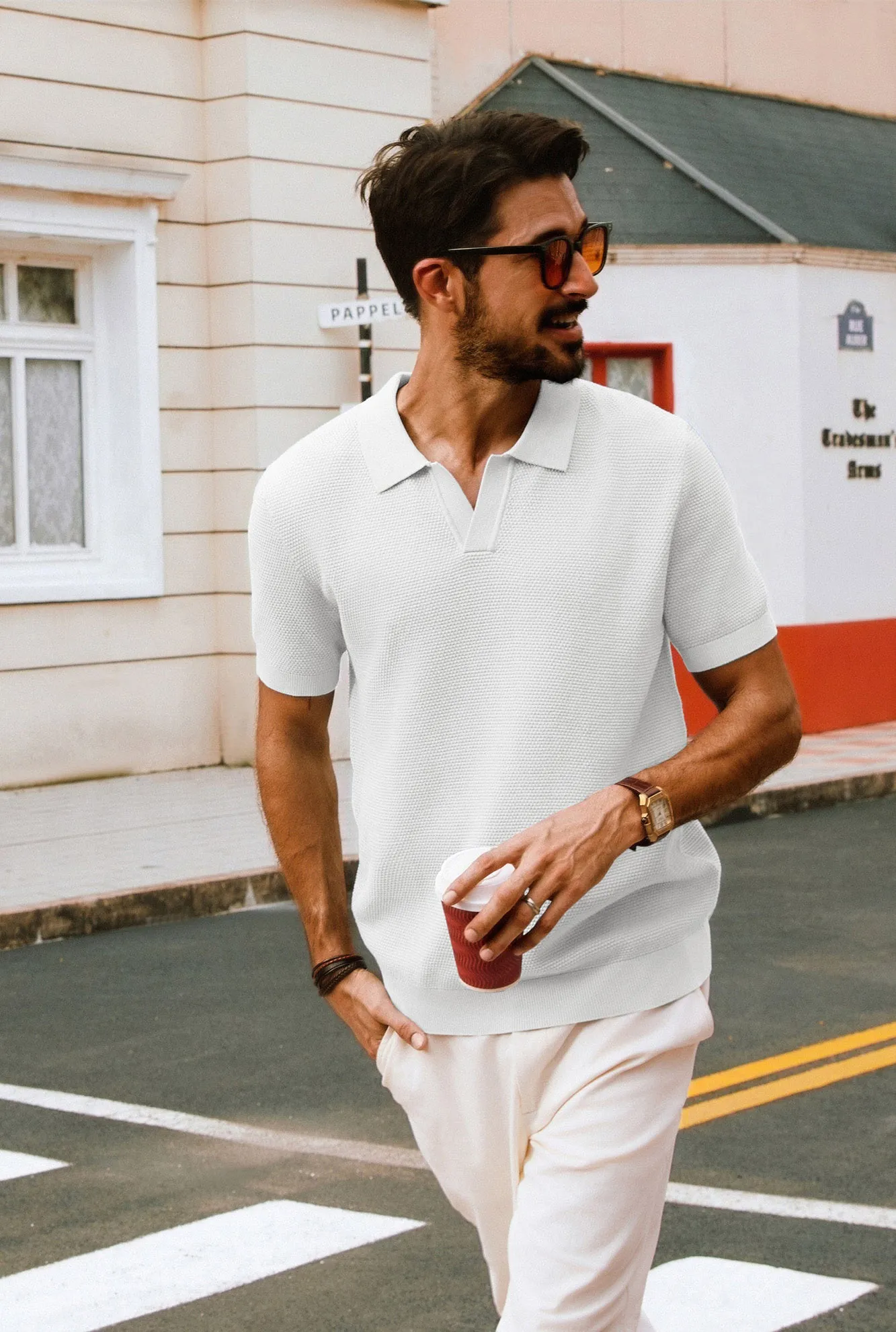 Men Pineapple Textured Polo-Shirt Short Sleeve Lapel Collar Knitwear Tops sold by Paul Jones product image thumbnail 4