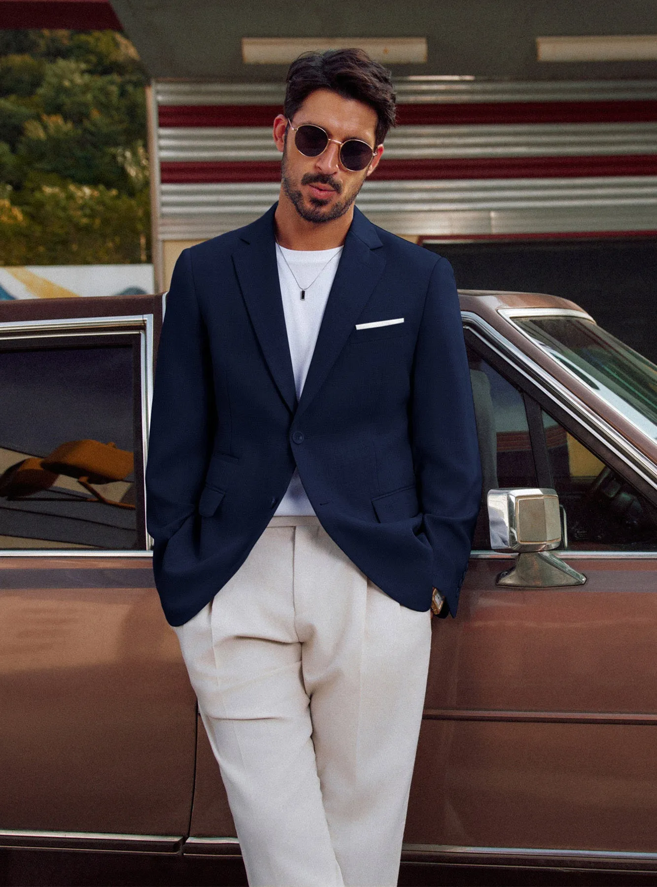 Men Back Slit Blazer Coat Casual Two-Button Notch Lapel Suit Coat sold by Paul Jones