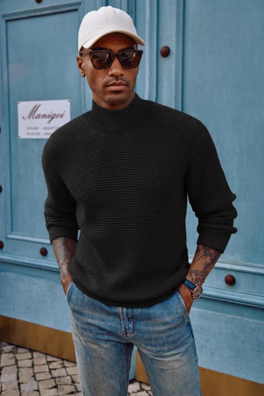 Paul Jones Mock Neck Sweaters Waffle Cable Knit Pullover Sweaters sold by Paul Jones