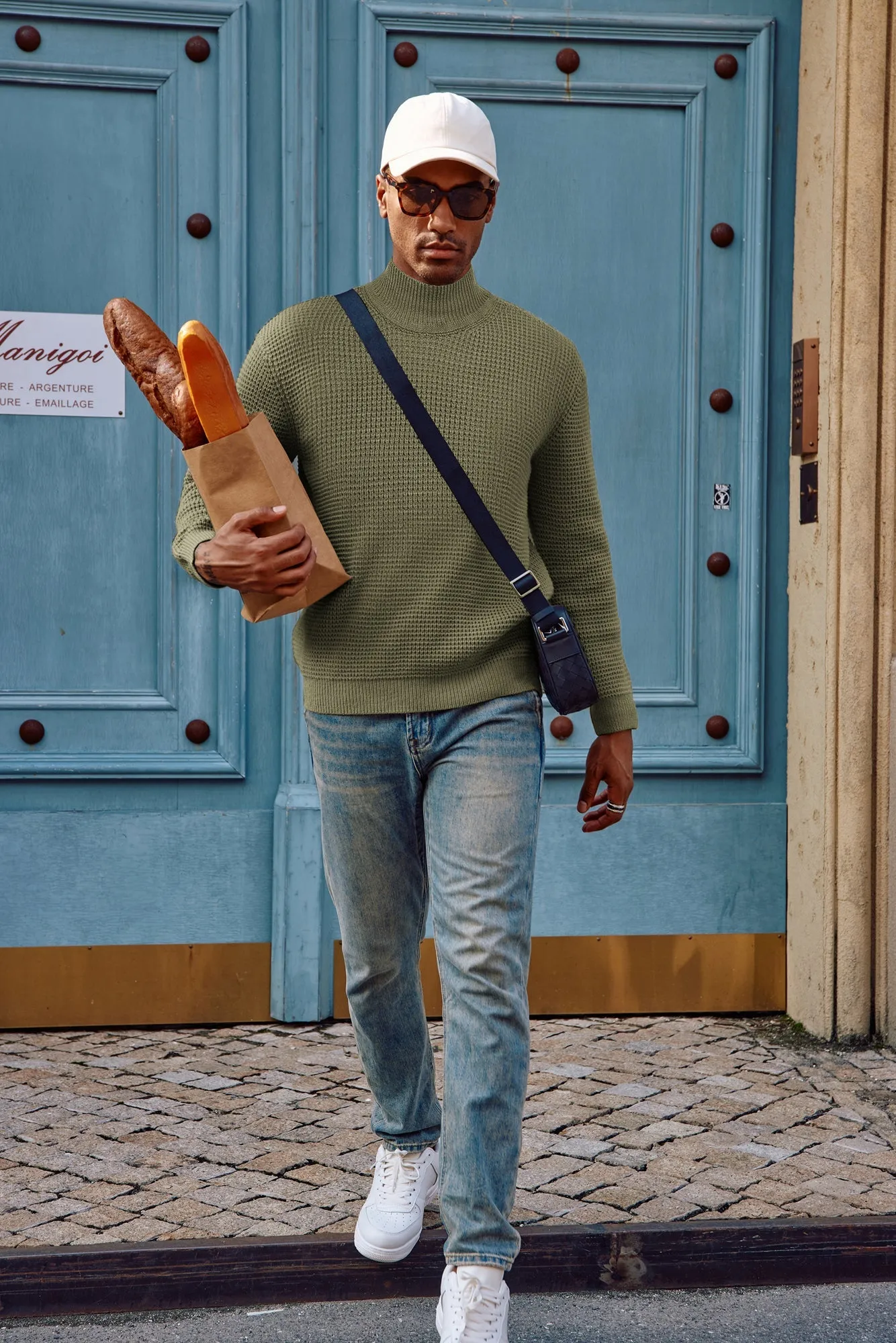 Paul Jones Mock Neck Sweaters Waffle Cable Knit Pullover Sweaters sold by Paul Jones product image thumbnail 5