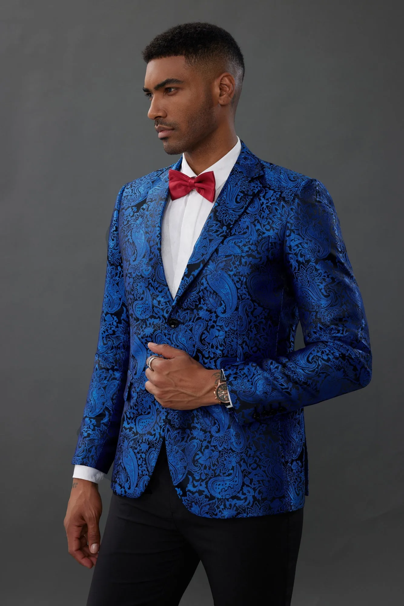 Mens Floral Tuxedo Jacket Paisley Suit Blazer Jacket for Dinner Prom sold by Paul Jones product image thumbnail 2