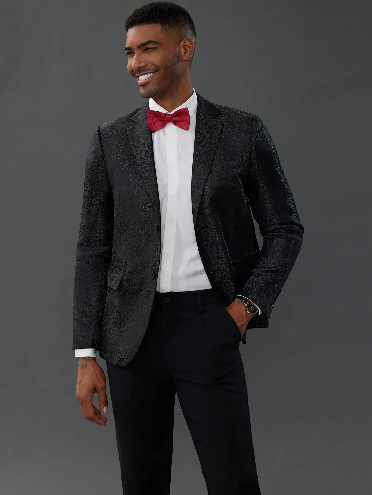 Mens Floral Tuxedo Jacket Paisley Suit Blazer Jacket for Dinner Prom sold by Paul Jones