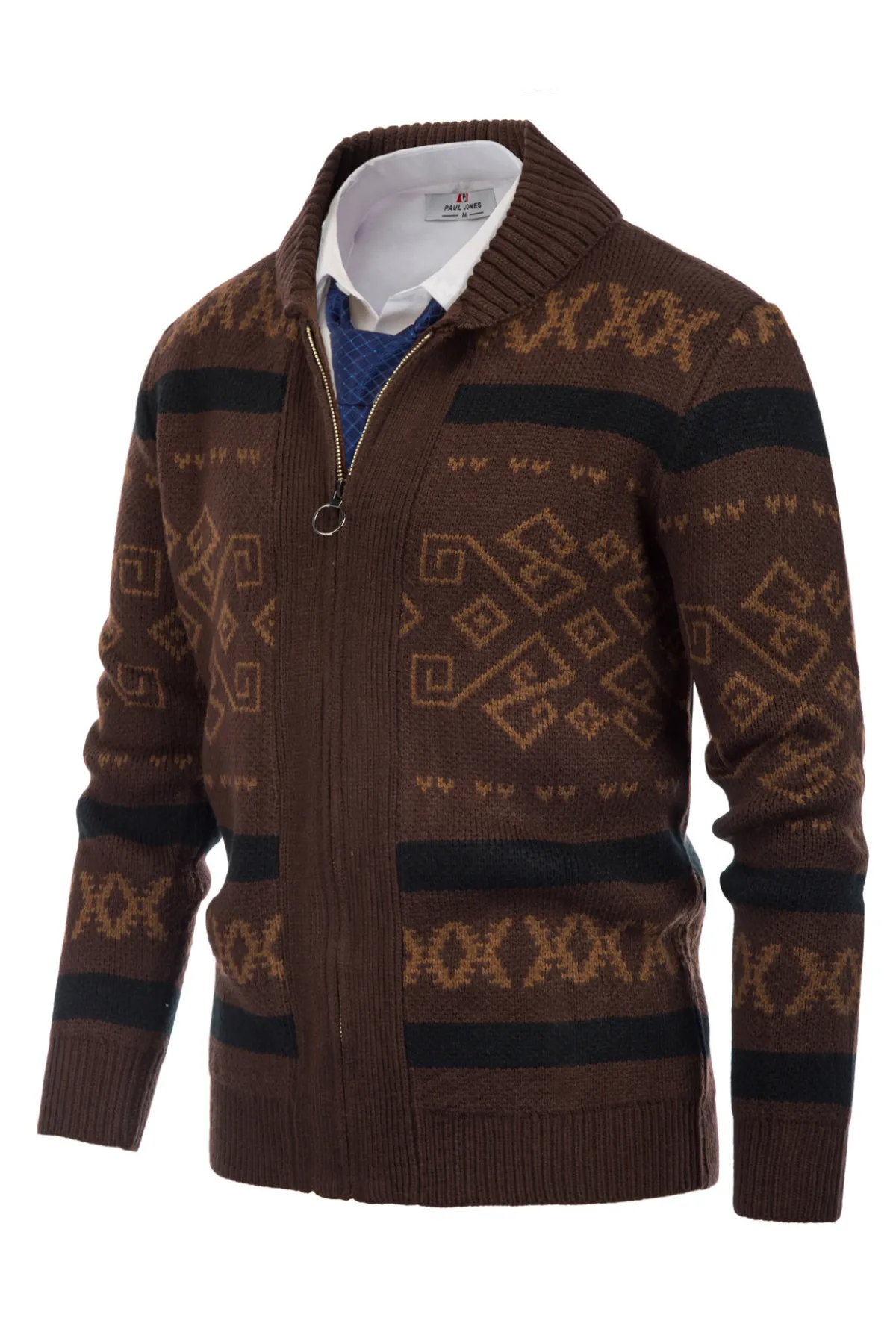 Men's Casual Curling Sweater Cardigans Zip Up Knitted Sweaters sold by Paul Jones product image thumbnail 4