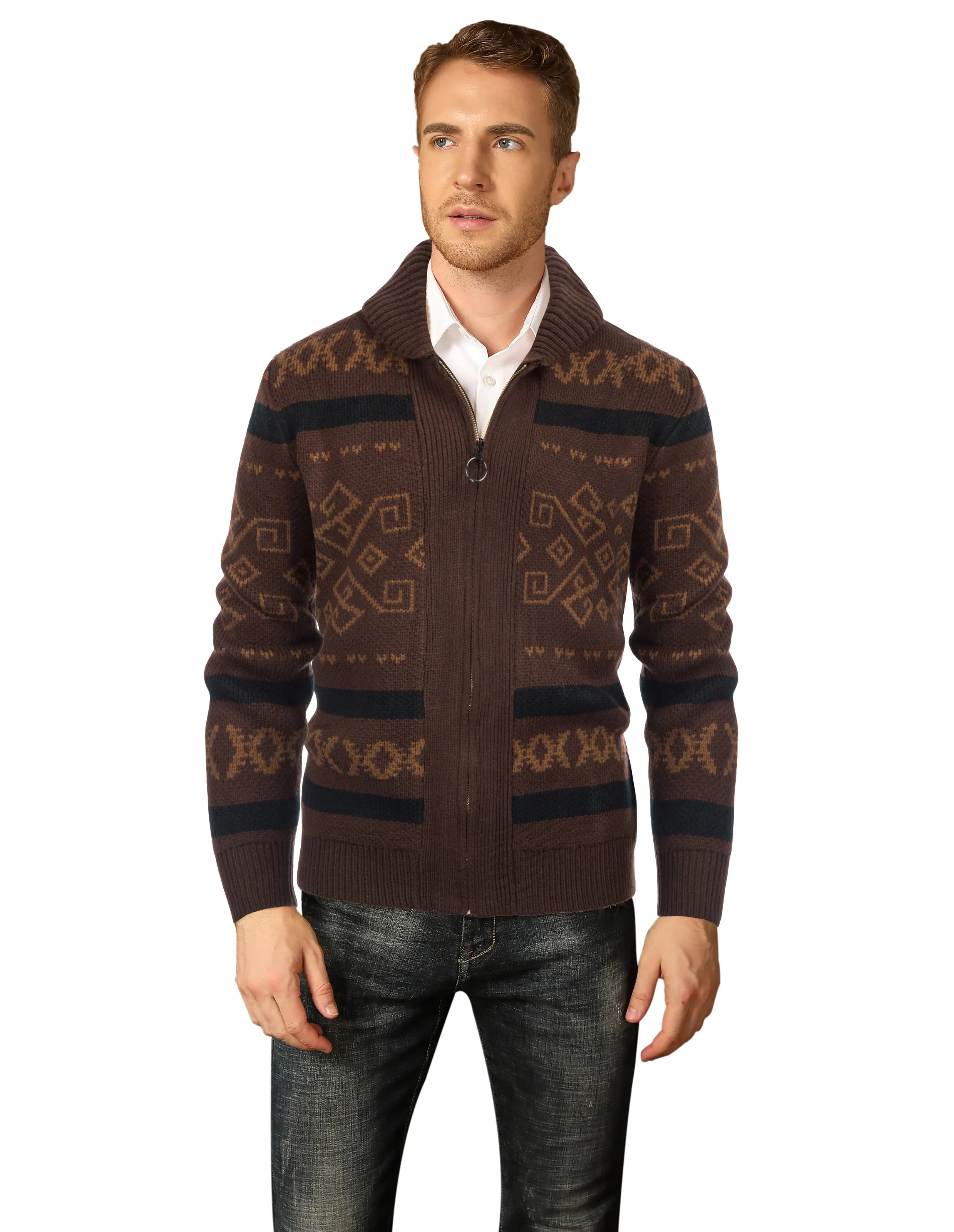 Men's Casual Curling Sweater Cardigans Zip Up Knitted Sweaters sold by Paul Jones product image thumbnail 5