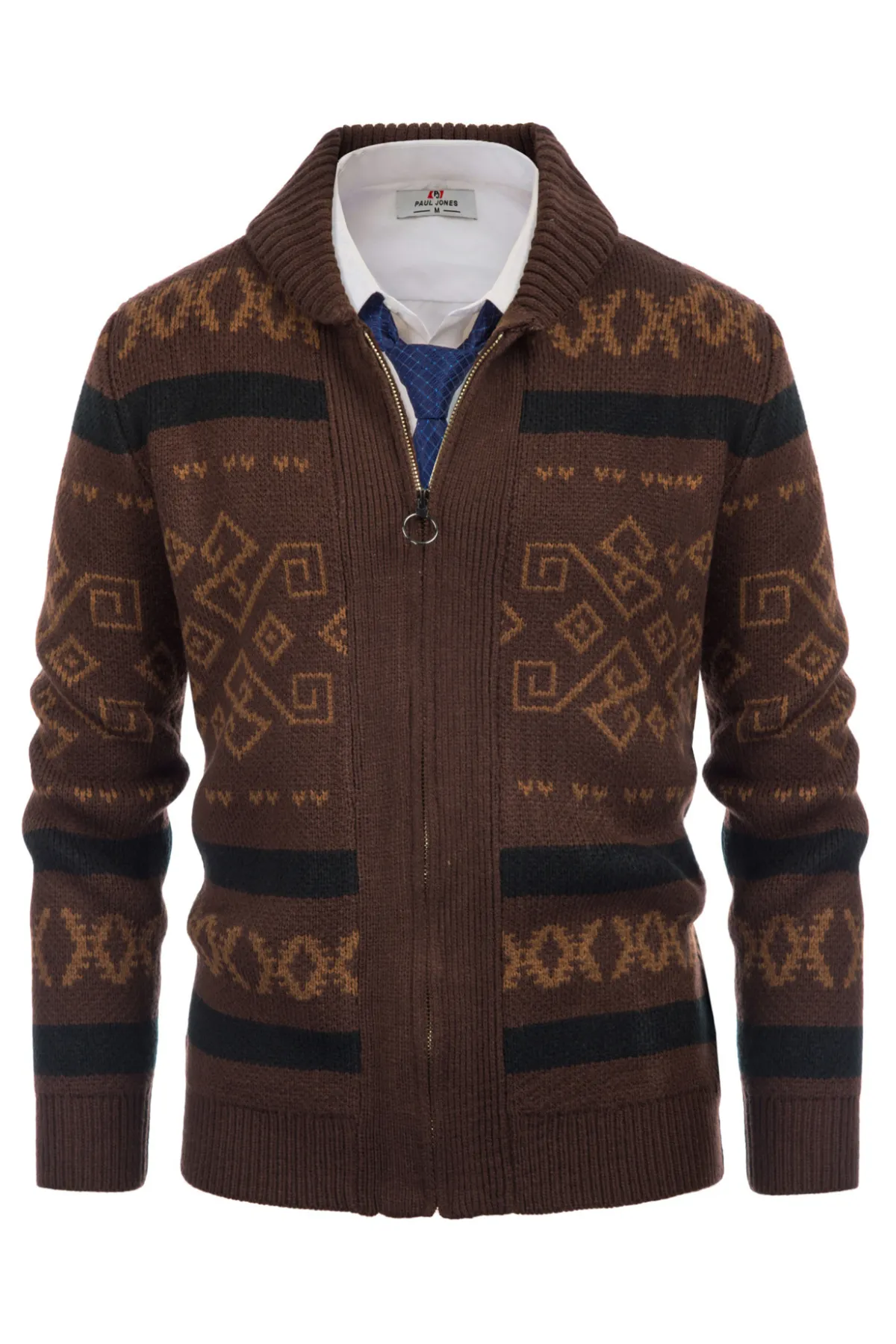 Men's Casual Curling Sweater Cardigans Zip Up Knitted Sweaters sold by Paul Jones product image thumbnail 3