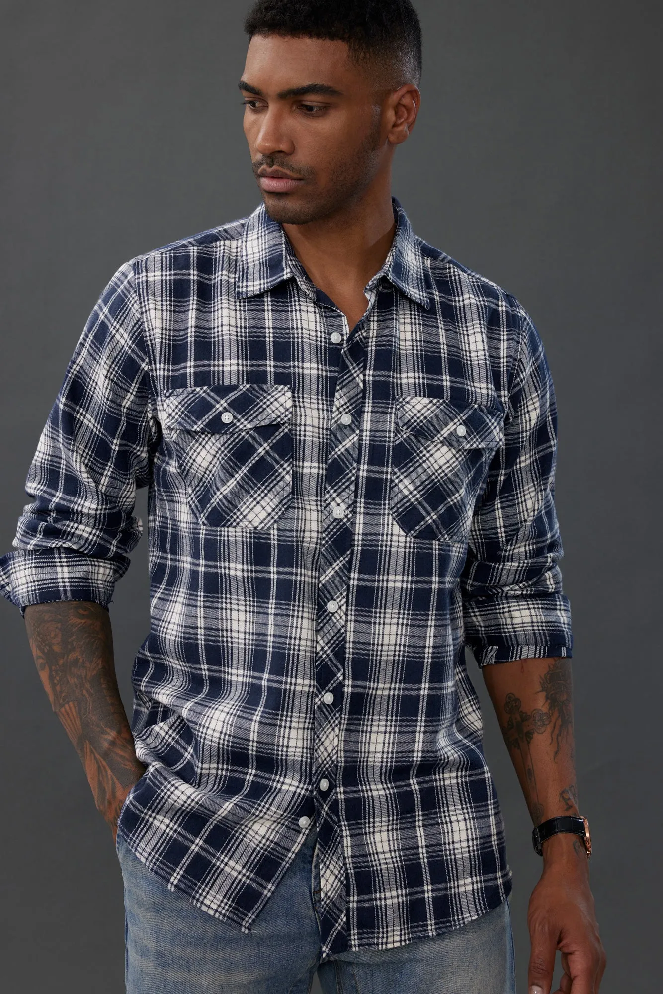 Mens Flannel Button Down Shirts Plaid Casual Regular Fit Long Sleeve Cardigans Shirts sold by Paul Jones product image thumbnail 4