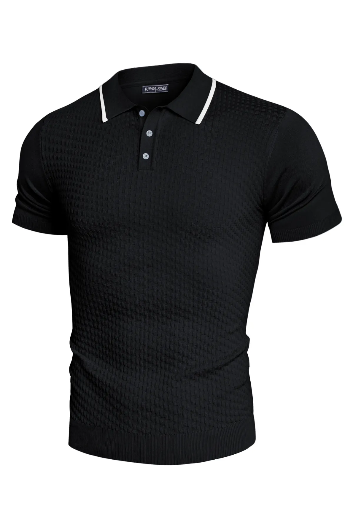Men's Short Sleeve Knit Polo Shirts Waffle Texture Knit Shirt sold by Paul Jones product image thumbnail 3