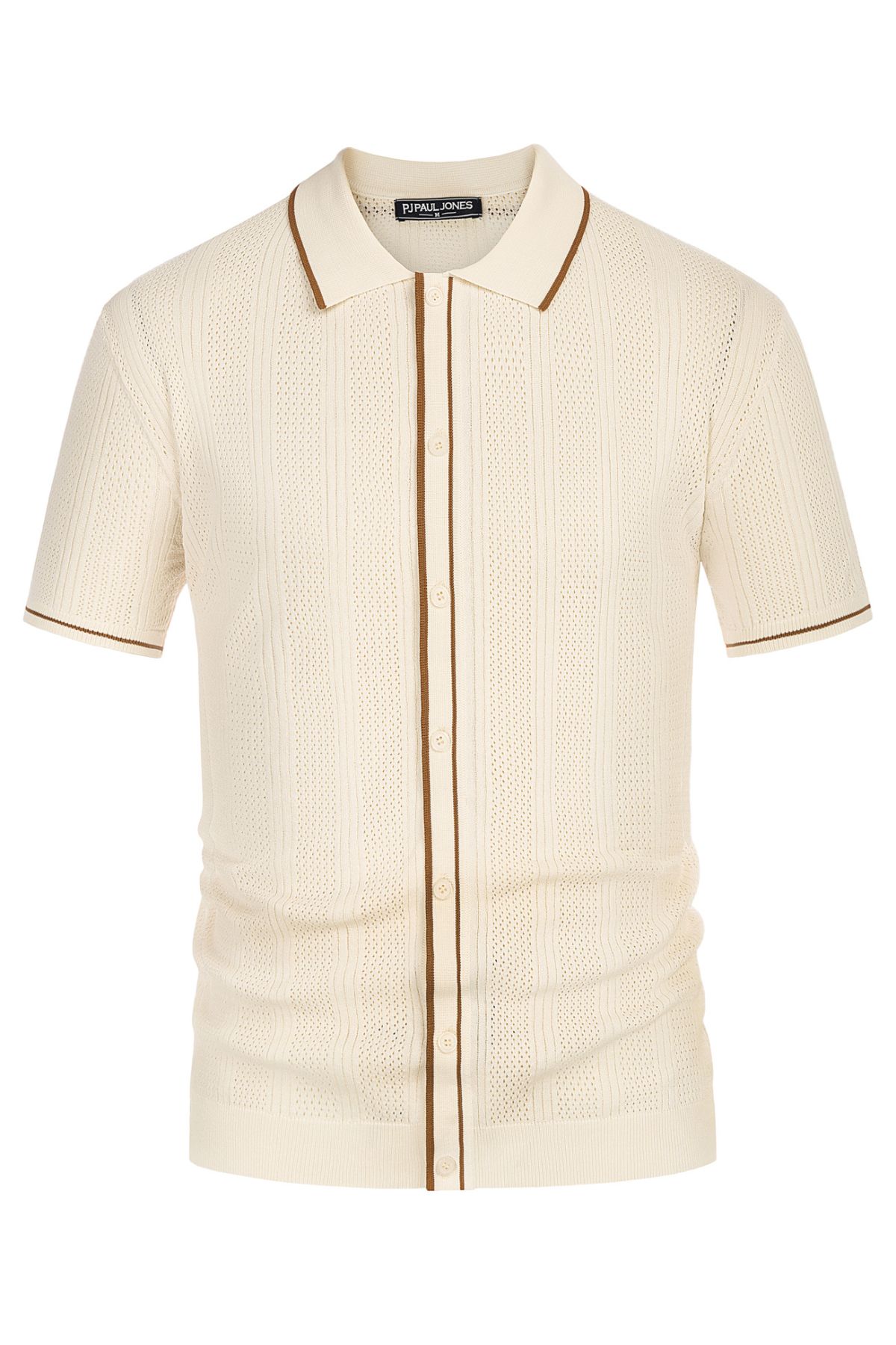 Men's Polo Shirt Vintage Short Sleeve Knit Shirt Casual Lightweight Hollow Out Shirt sold by Paul Jones product image thumbnail 3