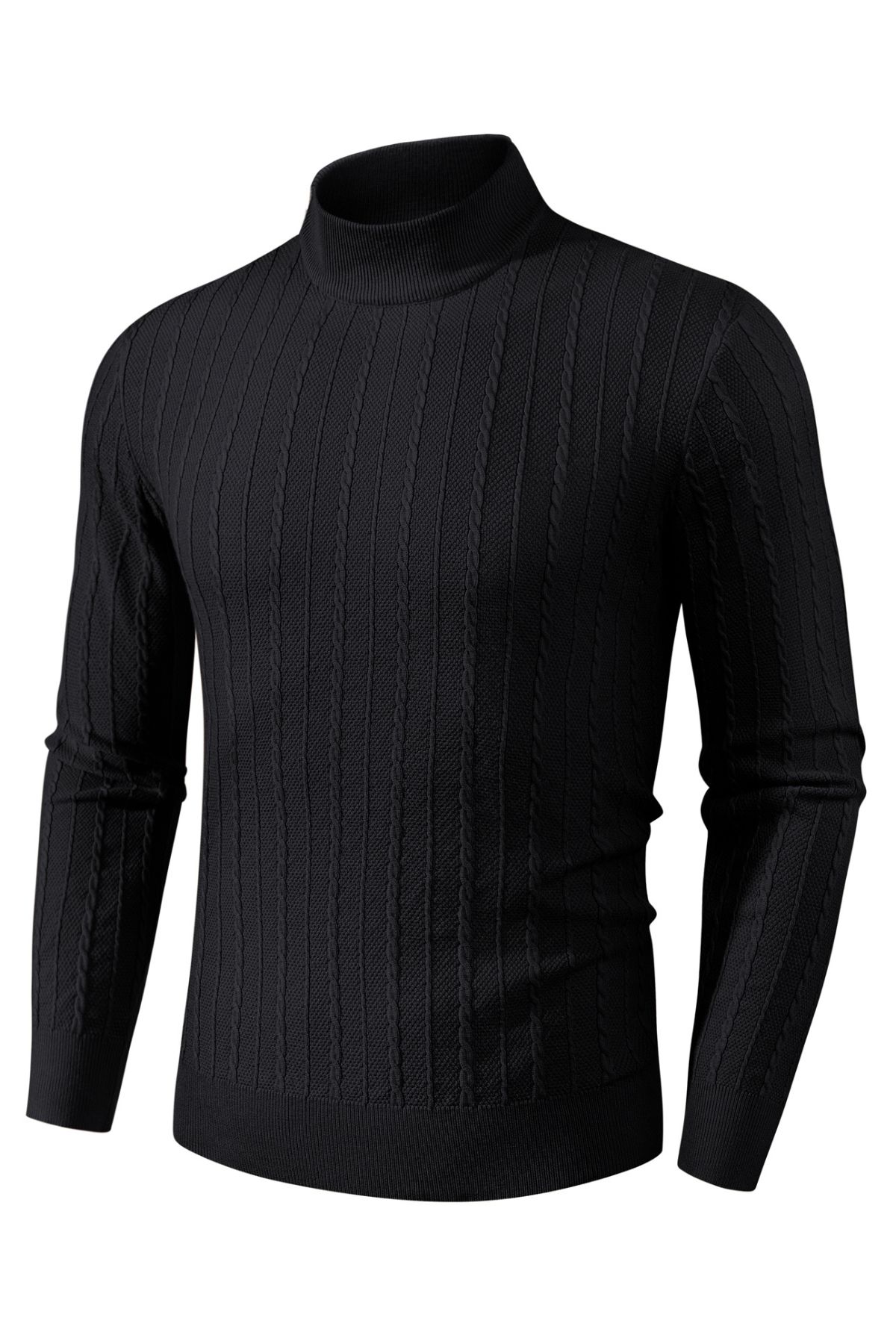 Men's Casual Cable Knitted Sweater Mock Turtleneck Pullover Sweater sold by Paul Jones product image thumbnail 4