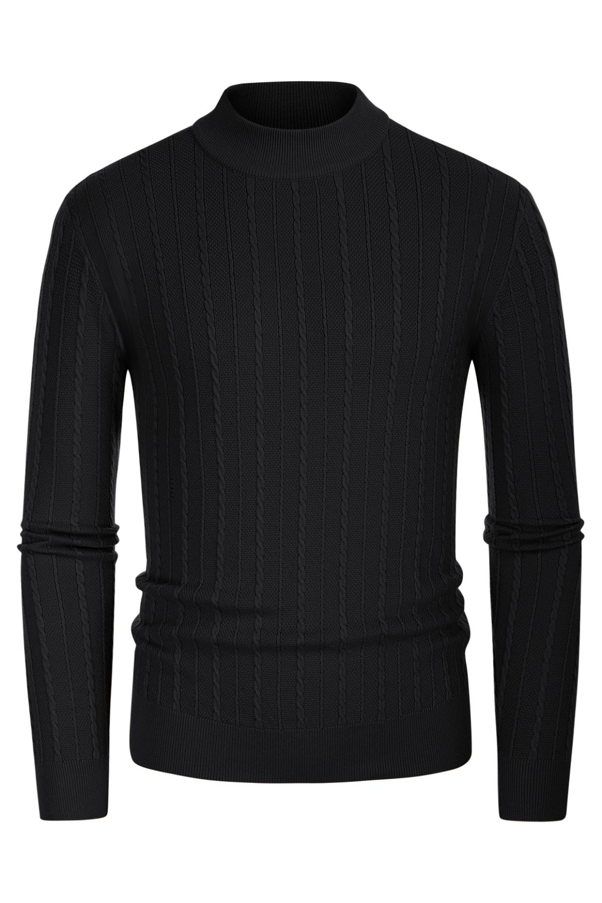 Men's Casual Cable Knitted Sweater Mock Turtleneck Pullover Sweater sold by Paul Jones product image thumbnail 3