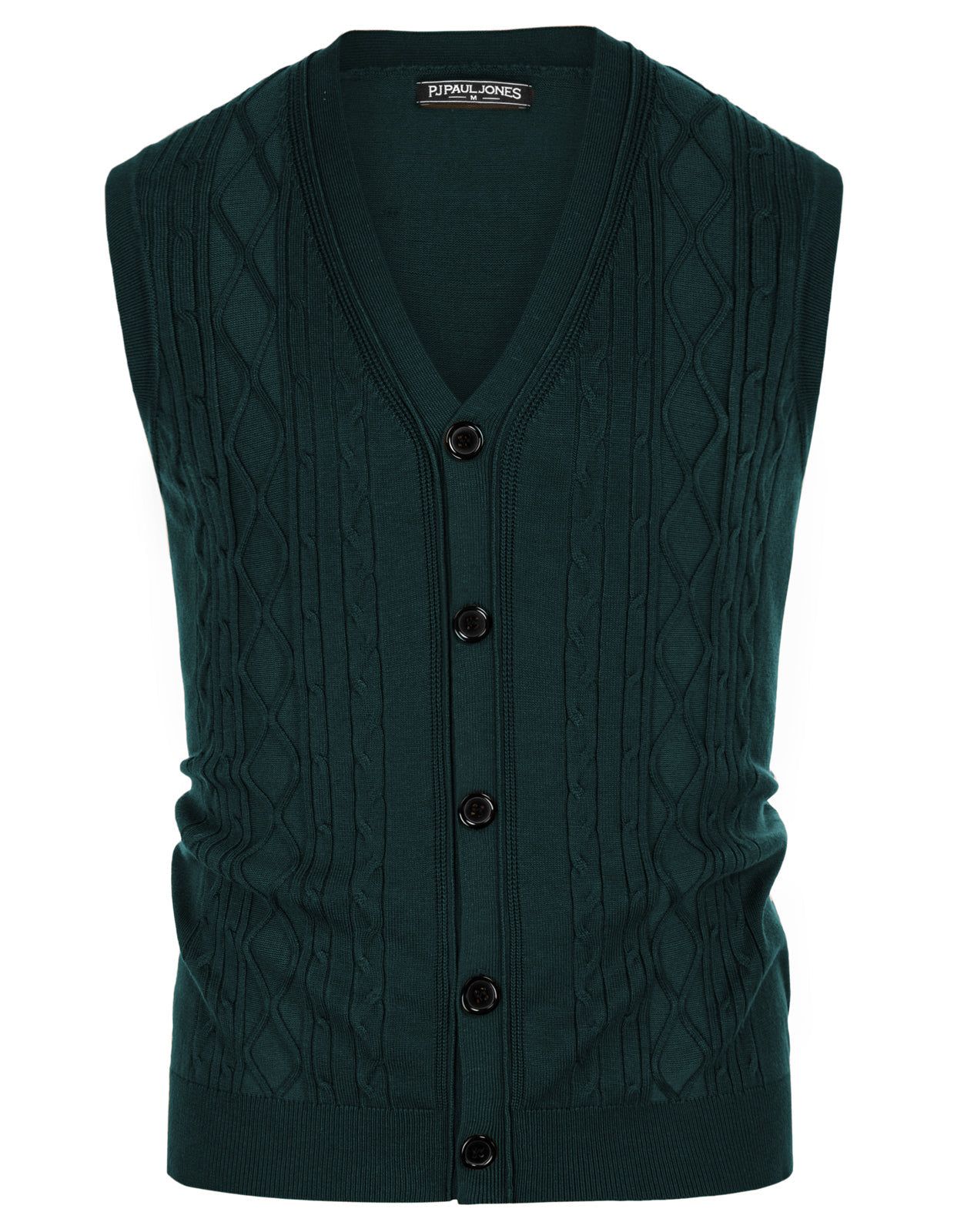 Mens V-Neck Sweater Vest Cable Knitted Button-Up Sleeveless Cardigan Vest sold by Paul Jones product image thumbnail 5