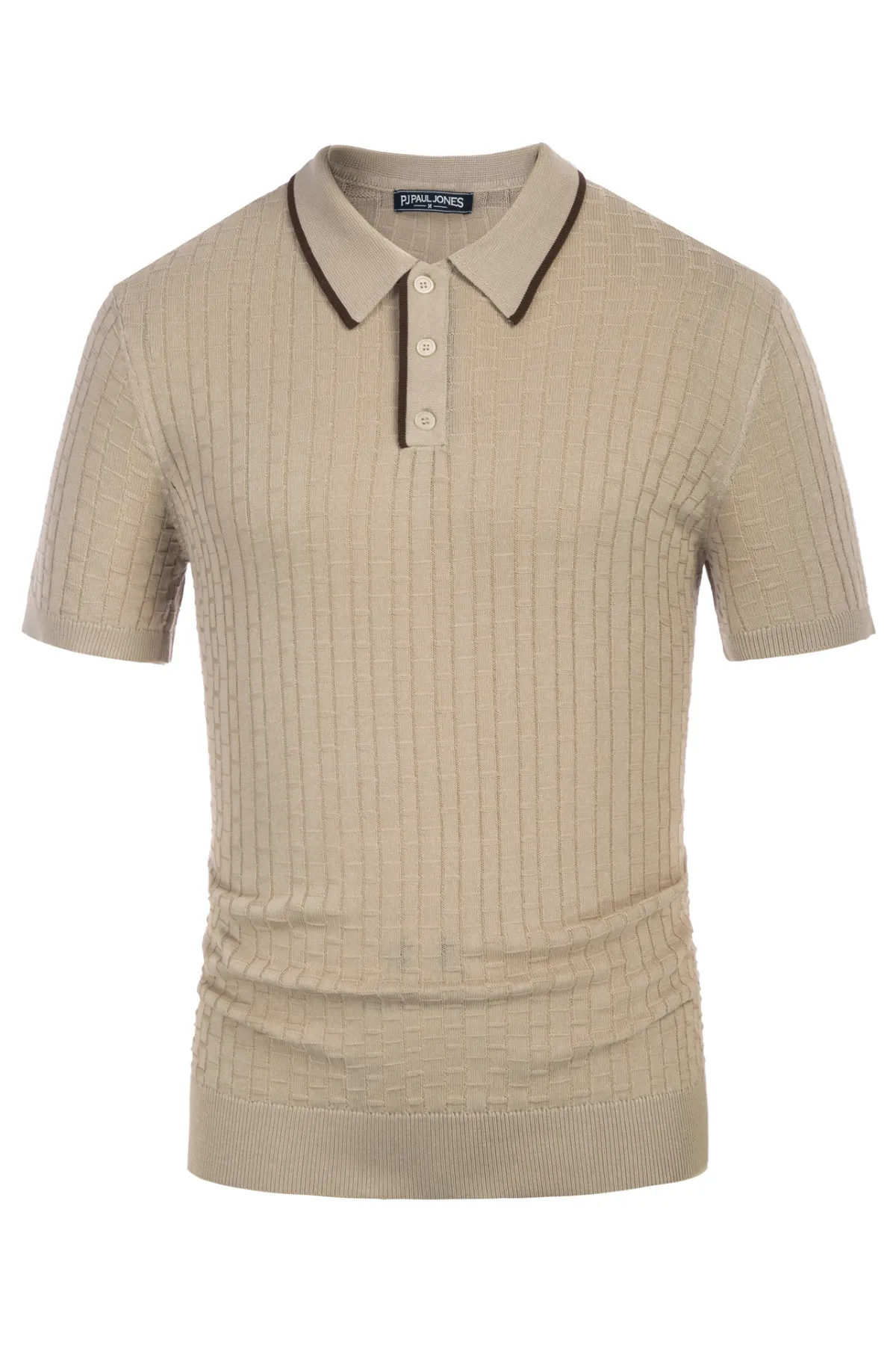 Paul Jones Mens Knitted Polo Shirts Short Sleeve Texture Golf Polo Pullover Shirt Casual Breathable Polo Shirts sold by Paul Jones product image thumbnail 3