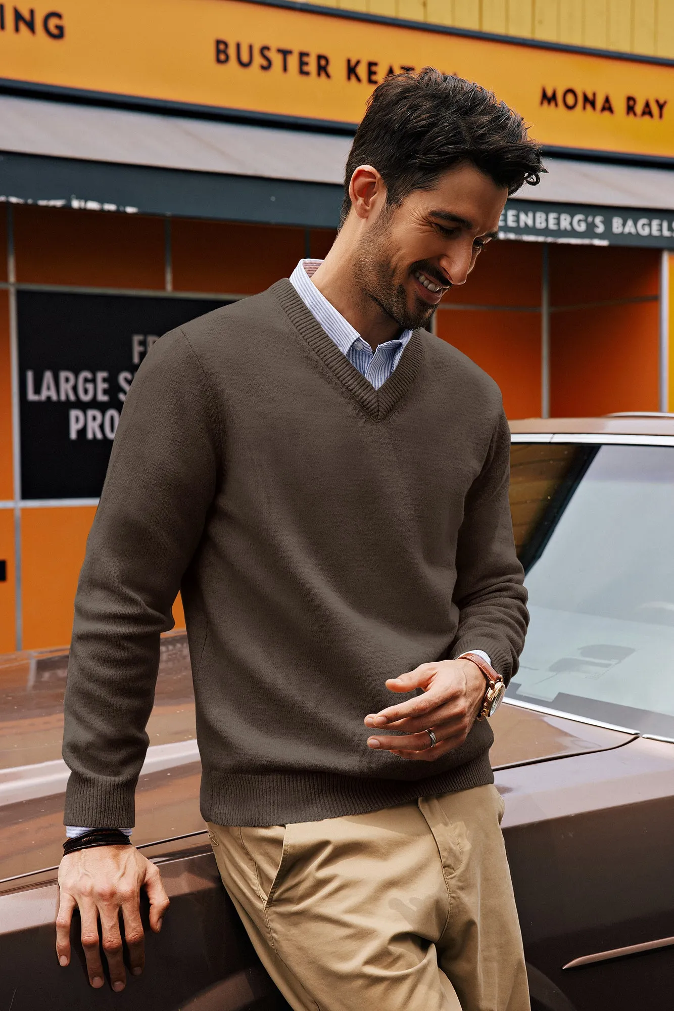 Men Stylish Sweater Long Sleeve V-Neck Ribbed Cuff Pullover Jumper sold by Paul Jones product image thumbnail 5