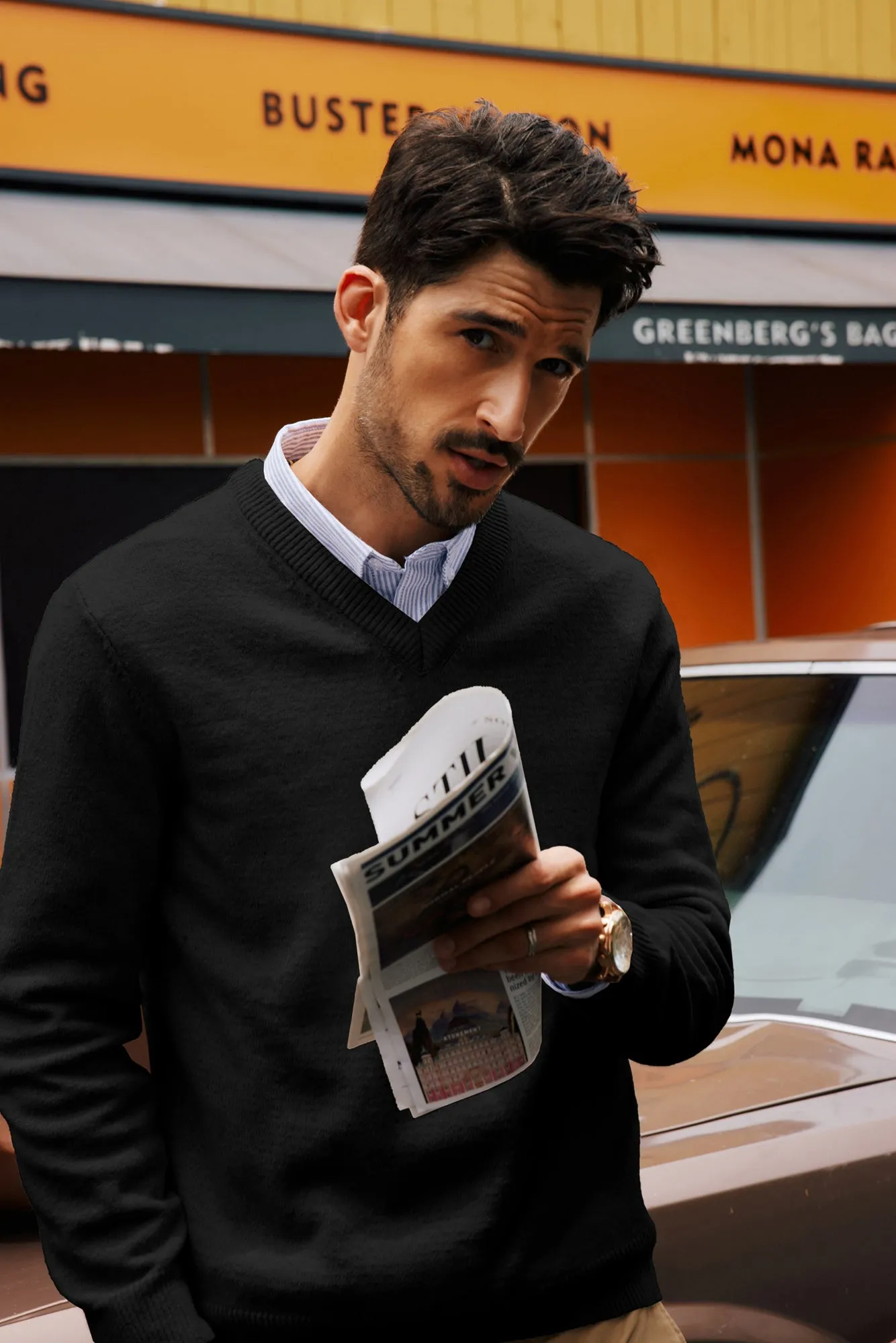 Men Stylish Sweater Long Sleeve V-Neck Ribbed Cuff Pullover Jumper sold by Paul Jones product image thumbnail 4