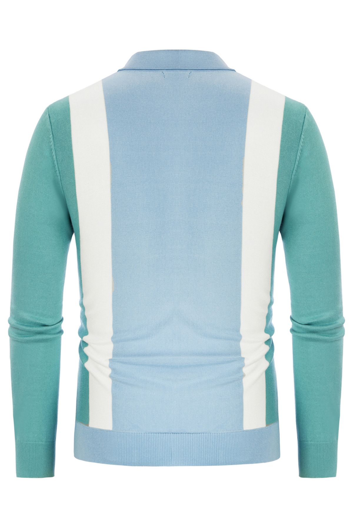 Men's Contrast Stripes Cardigan Sweater Button Down Knit Polo Knitwear sold by Paul Jones product image thumbnail 3