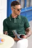 Men's Short Sleeve Knit Button Polo Shirts Casual Pullover Golf Casual Shirt with Pockets sold by Paul Jones