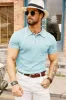Men's Short Sleeve Knit Button Polo Shirts Casual Pullover Golf Casual Shirt with Pockets sold by Paul Jones
