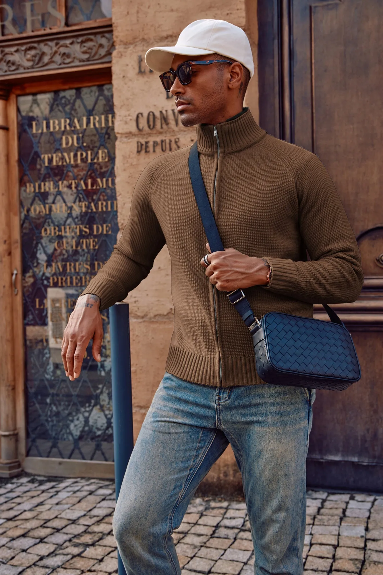 Mens Full Zip Cardigan Sweater Slim Fit Stand Collar Zip Up Sweaters sold by Paul Jones product image thumbnail 2