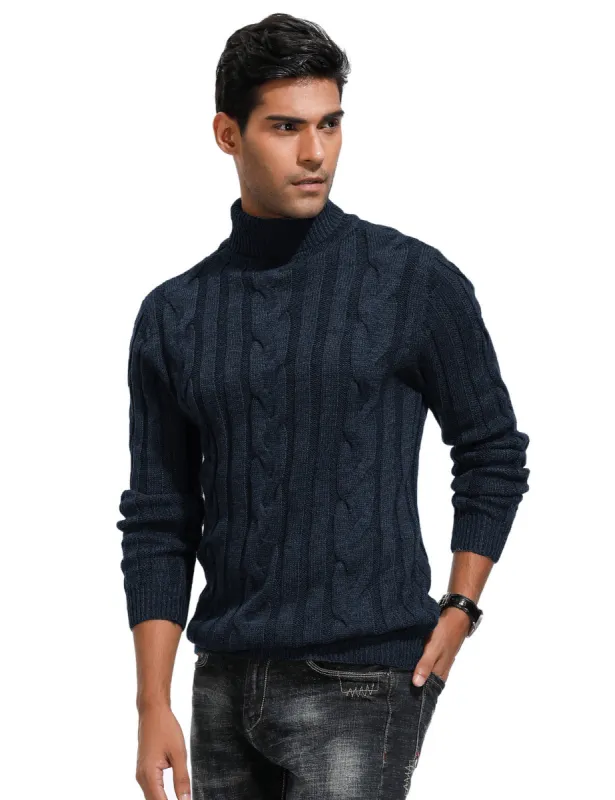Men's Casual Turtleneck Sweaters Cable Knit Thermal Pullover Sweater sold by Paul Jones