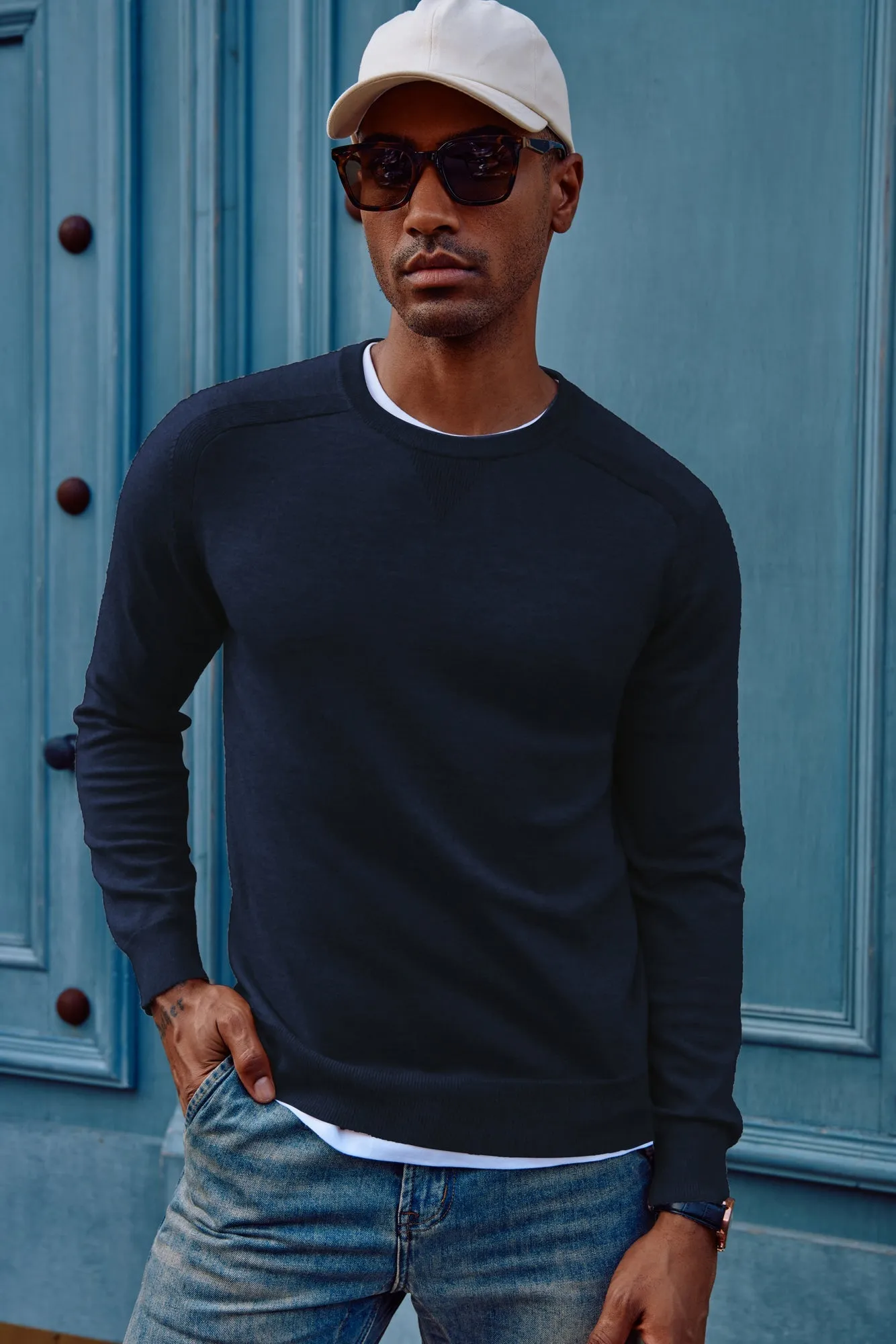 Men's Crewveck Sweaters Casual Crew Neck Sweatshirt Wool Blend Knit Pullovers Sweaters sold by Paul Jones
