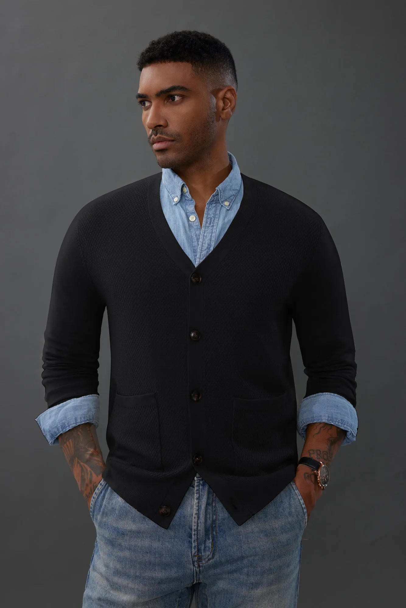 Paul Jones Men's Casual Cardigan Sweaters Long Sleeve V-Neck Cardigans Button-up Knitted Sweater sold by Paul Jones product image thumbnail 5