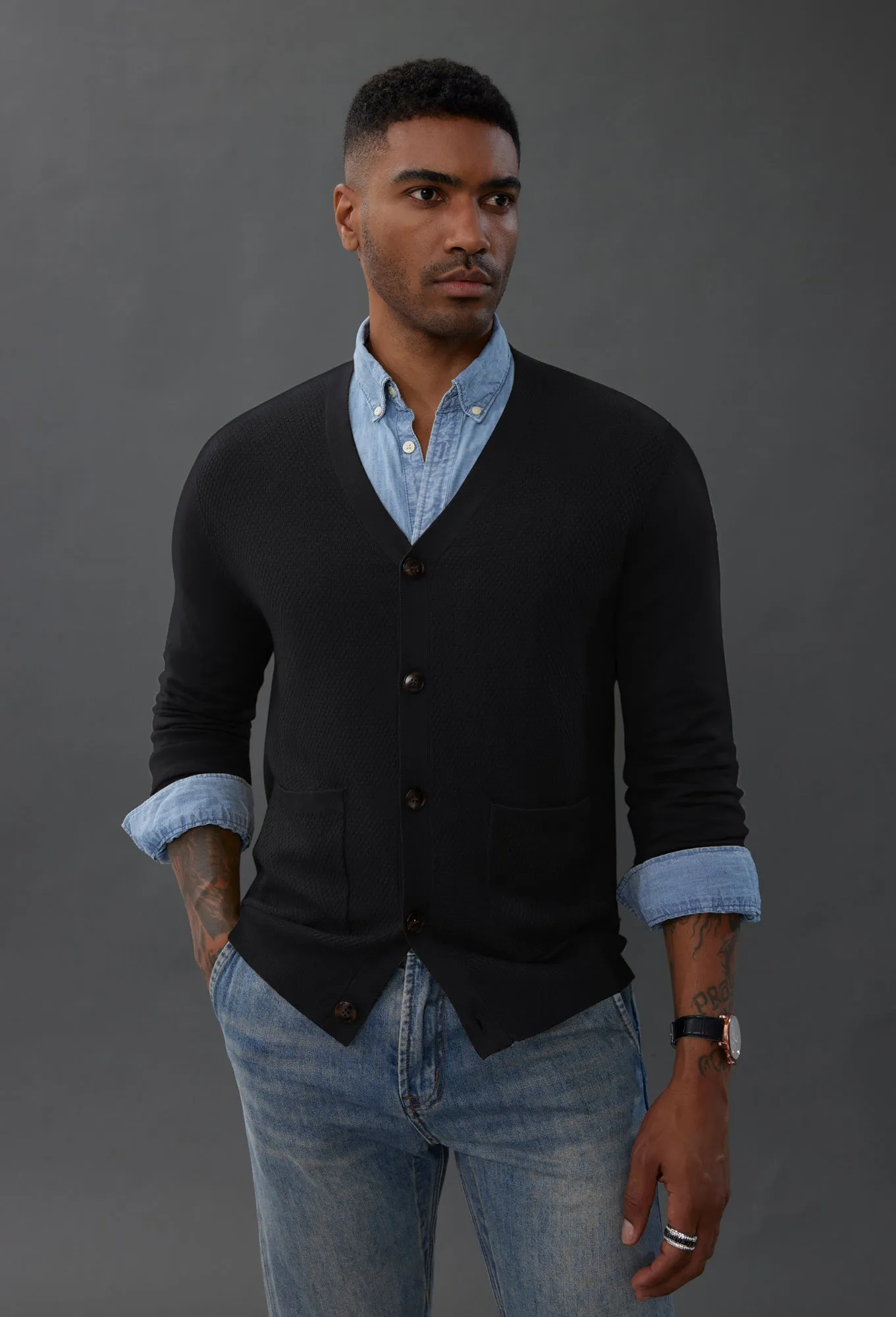 Paul Jones Men's Casual Cardigan Sweaters Long Sleeve V-Neck Cardigans Button-up Knitted Sweater sold by Paul Jones product image thumbnail 2
