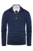 Men's Quarter Zip Sweater Slim Fit Casual Pullover Sweater Mock Neck Polo Sweater sold by Paul Jones