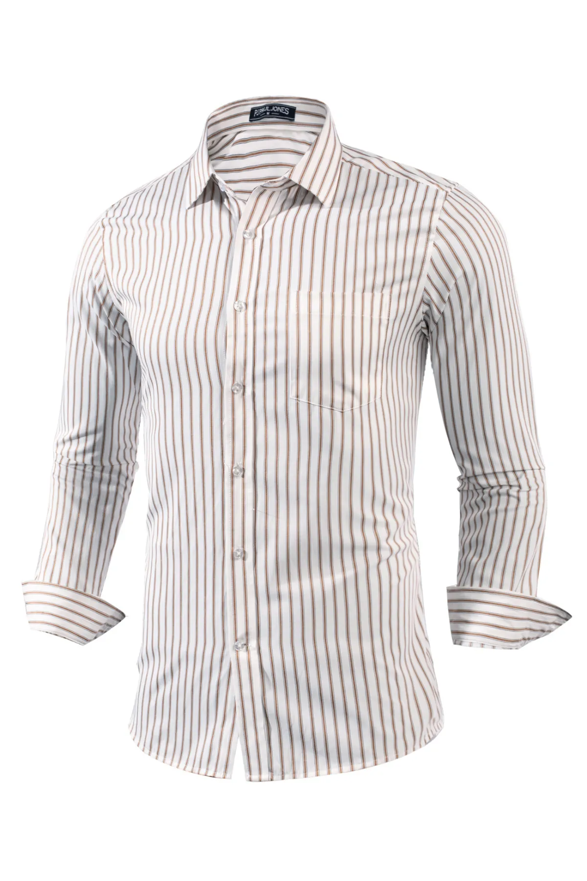 Men's Striped Button Down Shirts Long Sleeve Regular Fit Casual Cardigans Shirts with Pockets sold by Paul Jones product image thumbnail 4