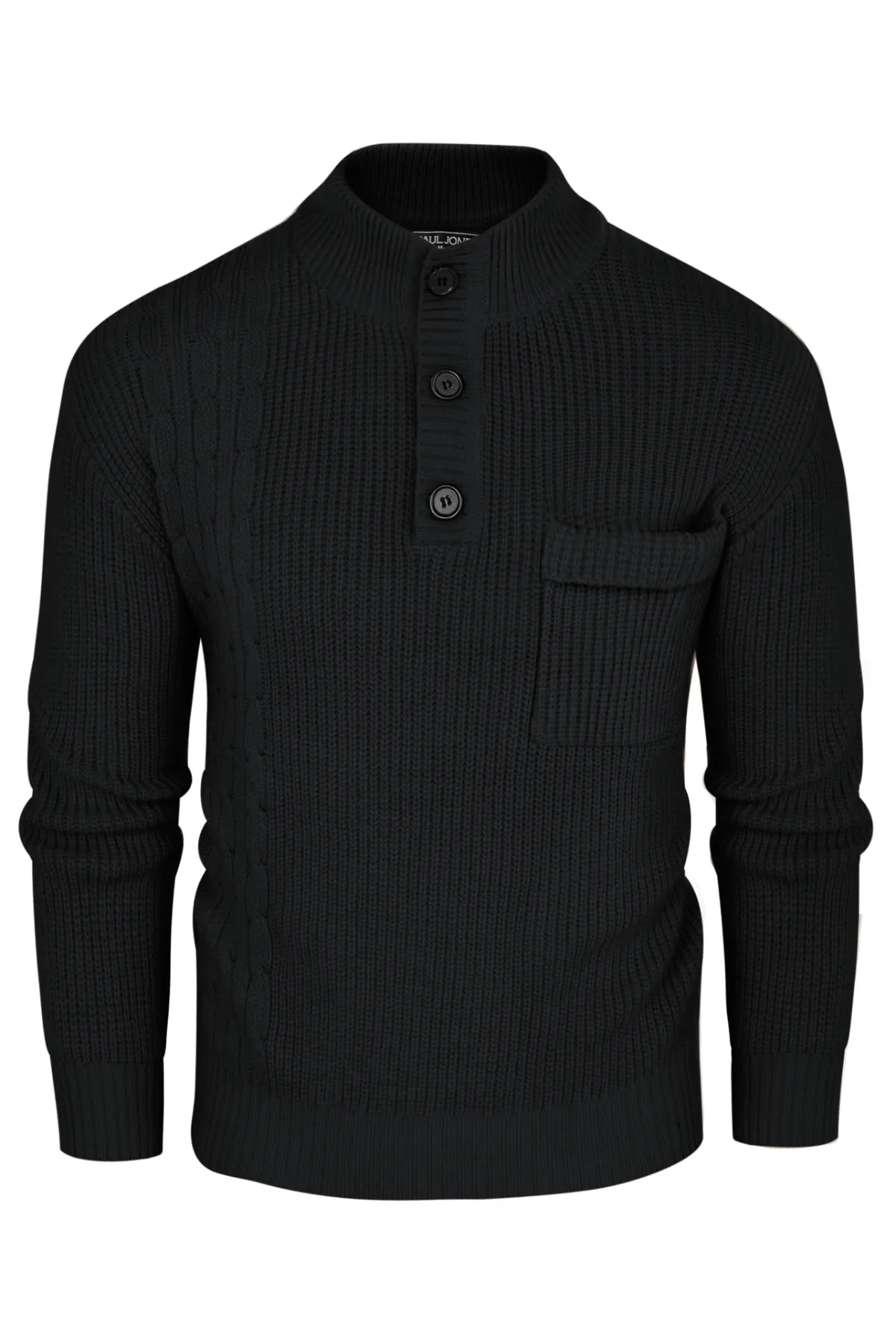 Men's Quarter Button Sweater Stand Collar Knitted Pullover Henley Sweater sold by Paul Jones product image thumbnail 3