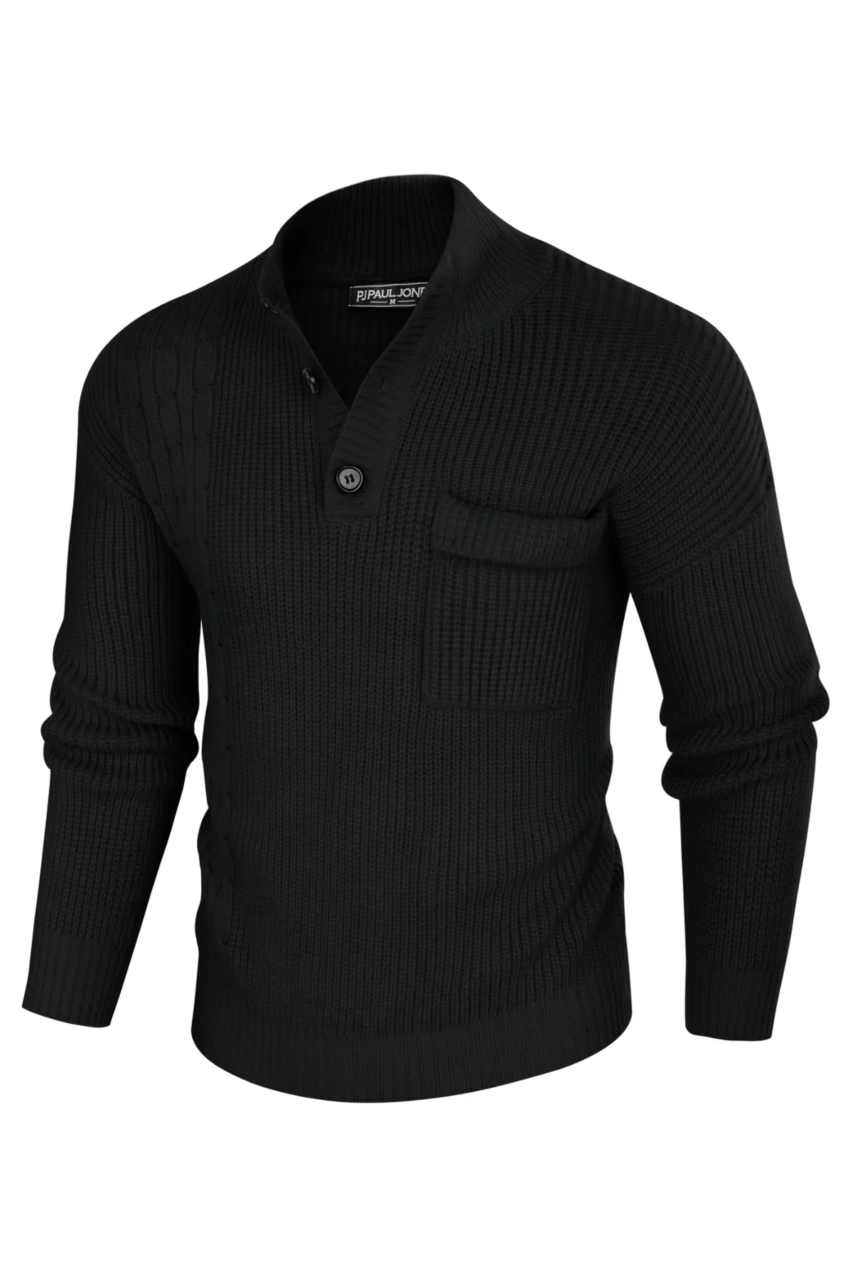 Men's Quarter Button Sweater Stand Collar Knitted Pullover Henley Sweater sold by Paul Jones product image thumbnail 4