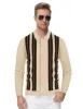 Mens Vintage Striped Knit Polo Shirt Long Sleeve Button Down Cardigan Sweater sold by Paul Jones