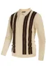 Mens Vintage Striped Knit Polo Shirt Long Sleeve Button Down Cardigan Sweater sold by Paul Jones