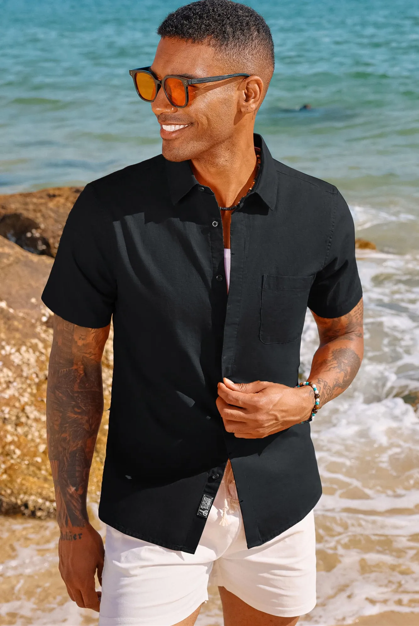 Men Cuban Guayabera Shirt Casual Short Sleeve Button Down Cardigan Shirts Beach Tops Cotton sold by Paul Jones product image thumbnail 5
